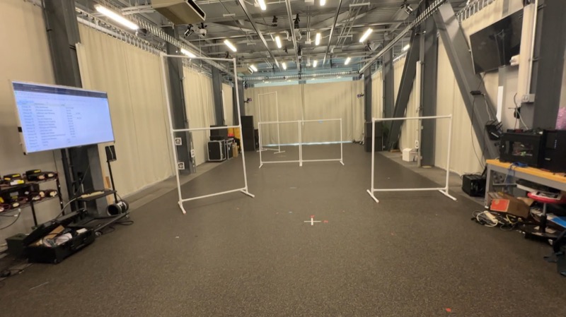 Physical drone racing course used for sim-to-real policy deployment