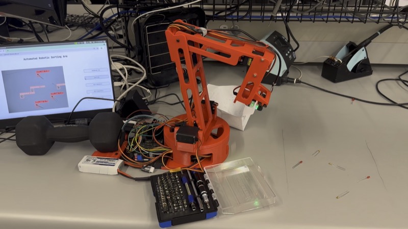 Object detections used by the robotic sorting arm